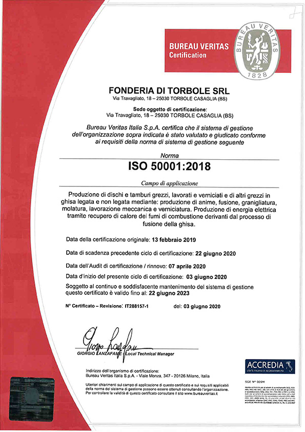 certificato ISO 50001 ITA